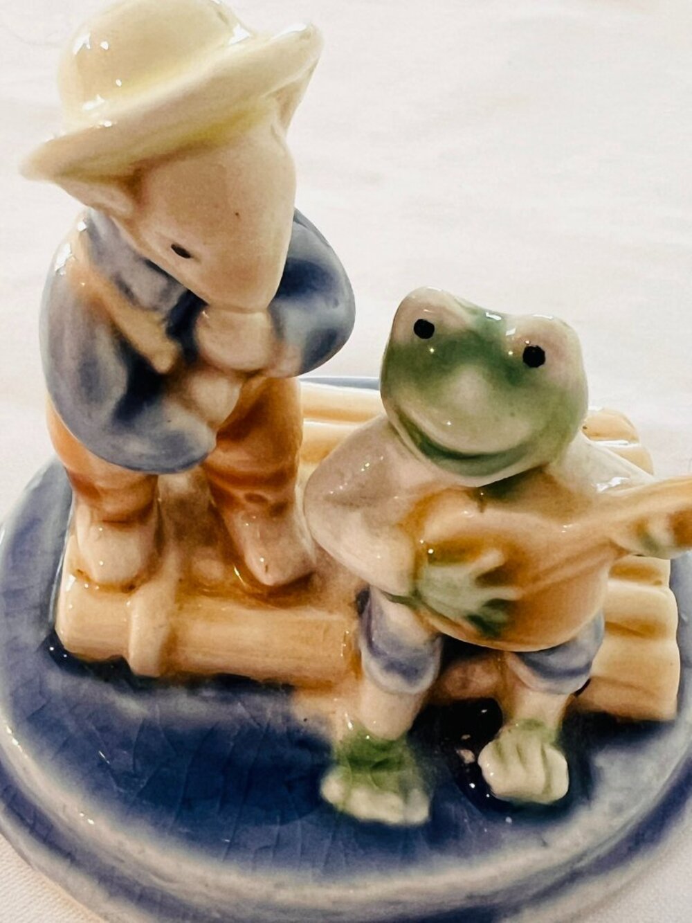 Whimsical Ceramic Figurine - Squirrel and a Banjo-Playing Frog